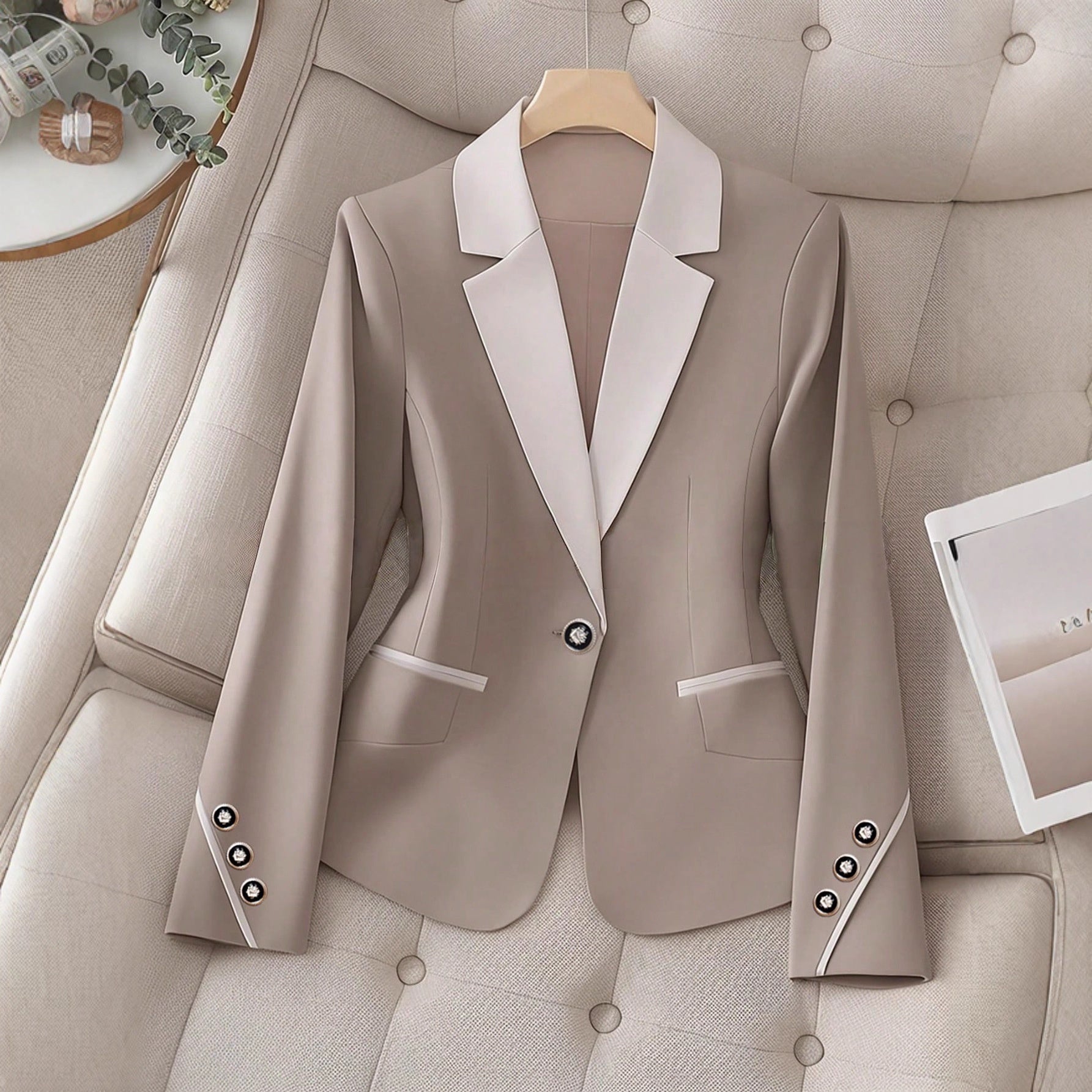 Modern Contrast Formal Blazer – Women's Color-Block Professional Jacket - Undefyning Lynes