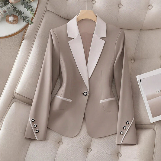 Modern Contrast Formal Blazer – Women's Color-Block Professional Jacket - Undefyning Lynes