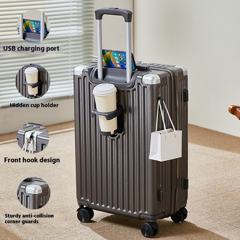 Password Lock Stripe Luggage — Lightweight Travel Suitcase - Undefyning Lynes