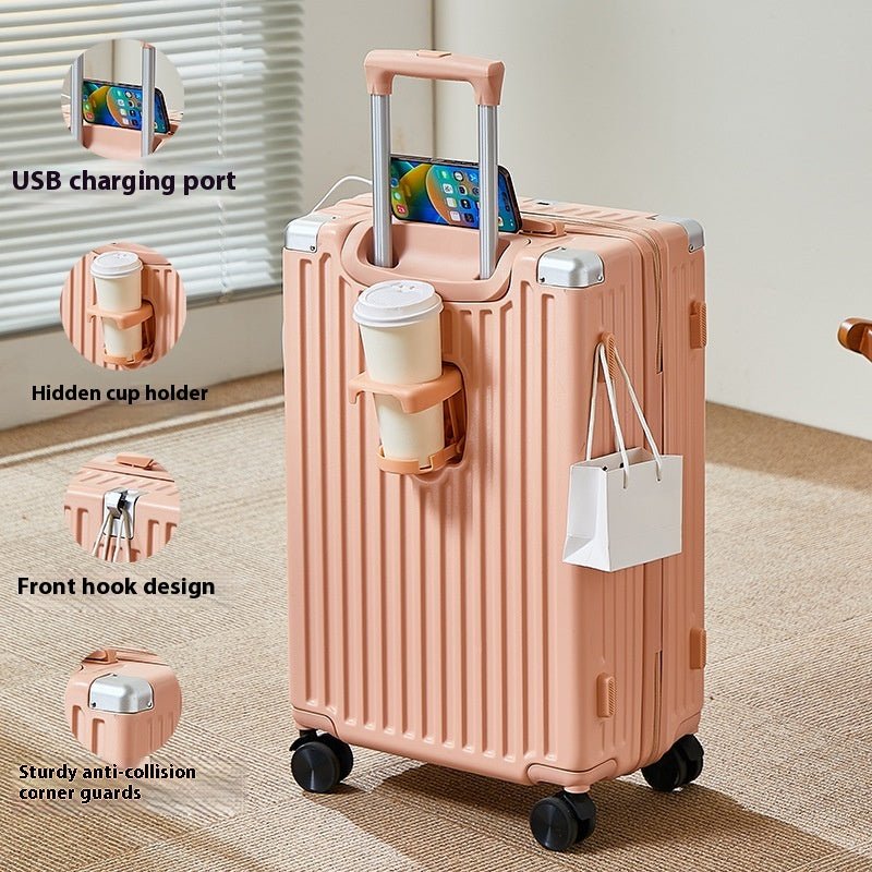 Password Lock Stripe Luggage — Lightweight Travel Suitcase - Undefyning Lynes