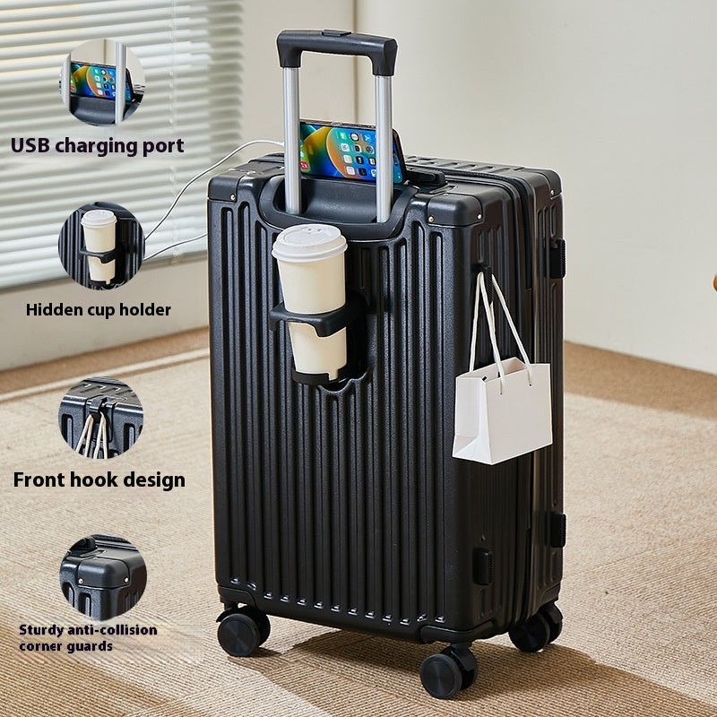 Password Lock Stripe Luggage — Lightweight Travel Suitcase - Undefyning Lynes