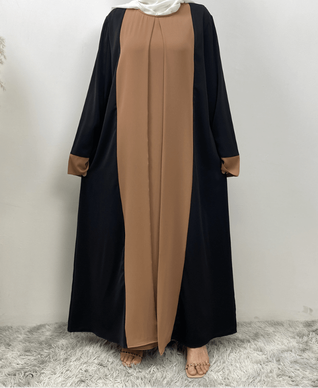 Patchwork Long Cardigan Dress – Women's Faux Two-Piece Longline Dress with Pockets - Undefyning Lynes