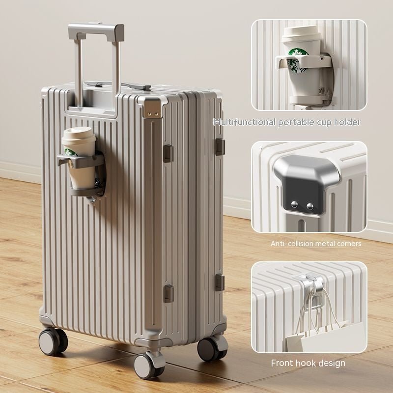 Plaid ABS+PC Hardshell Suitcase — Cup Holder & Anti-Collision Corner Luggage - Undefyning Lynes