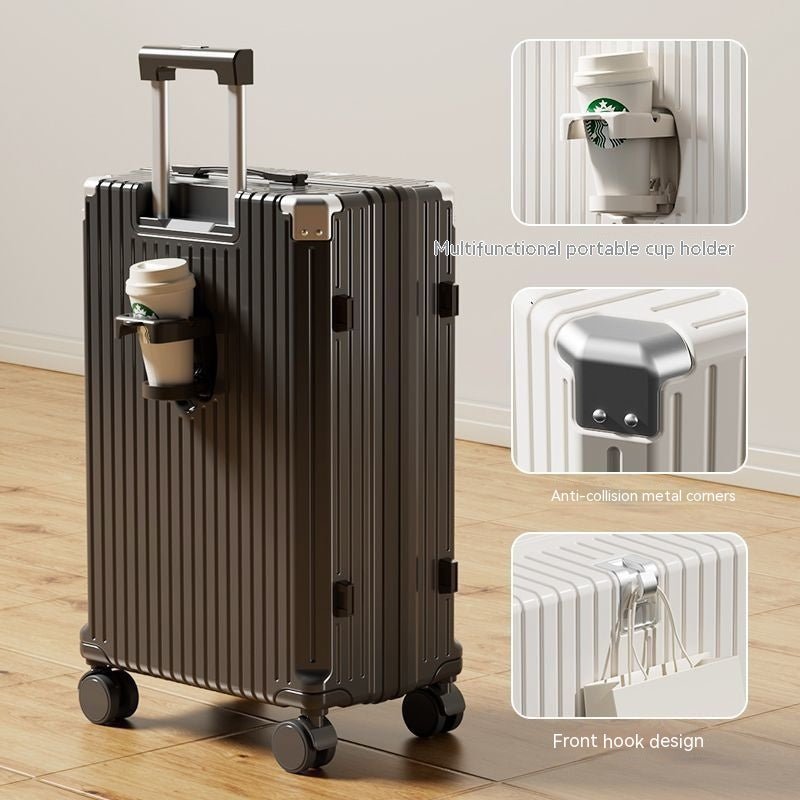 Plaid ABS+PC Hardshell Suitcase — Cup Holder & Anti-Collision Corner Luggage - Undefyning Lynes