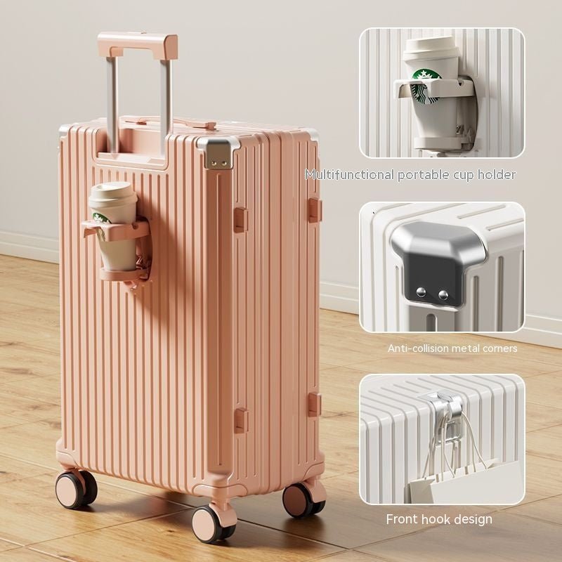 Plaid ABS+PC Hardshell Suitcase — Cup Holder & Anti-Collision Corner Luggage - Undefyning Lynes