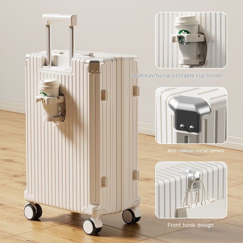 Plaid ABS+PC Hardshell Suitcase — Cup Holder & Anti-Collision Corner Luggage - Undefyning Lynes
