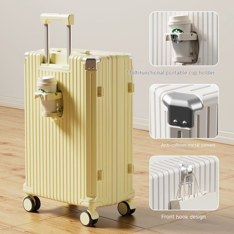Plaid ABS+PC Hardshell Suitcase — Cup Holder & Anti-Collision Corner Luggage - Undefyning Lynes