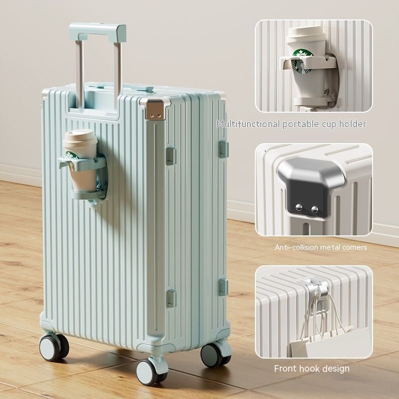Plaid ABS+PC Hardshell Suitcase — Cup Holder & Anti-Collision Corner Luggage - Undefyning Lynes