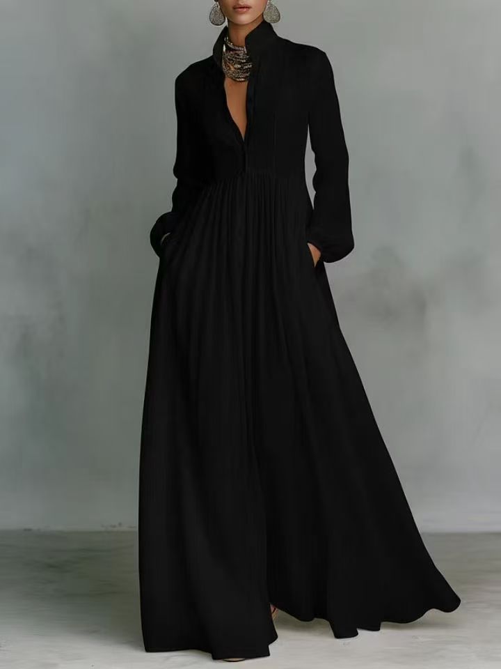 Pleated Lantern Sleeve Maxi Dress — French-Inspired, Undefyned - Undefyning Lynes