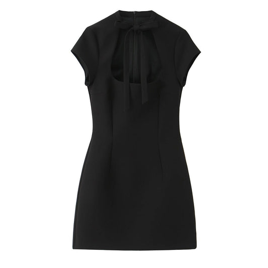 Polka-Dot Bow-Accent Mini Dress – Women's Off-the-Shoulder Bodycon A-Line - Undefyning Lynes