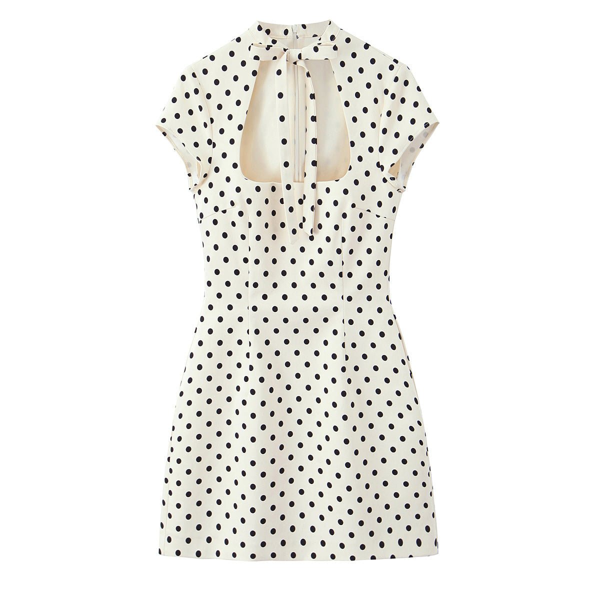 Polka-Dot Bow-Accent Mini Dress – Women's Off-the-Shoulder Bodycon A-Line - Undefyning Lynes