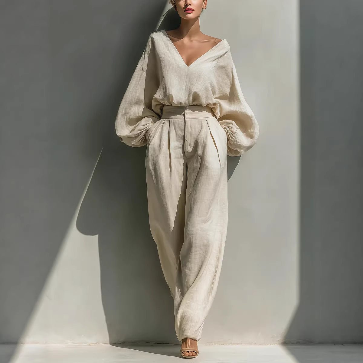 Premium Retro Cotton-Linen Lounge Set – Unisex Relaxed Patchwork Two-Piece - Undefyning Lynes
