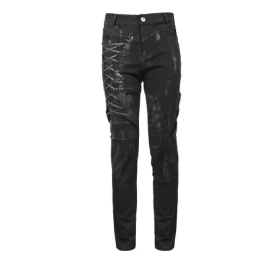 Punk Mecha Distressed Slim-Fit Denim Jeans | Edgy Streetwear Style - Undefyning Lynes