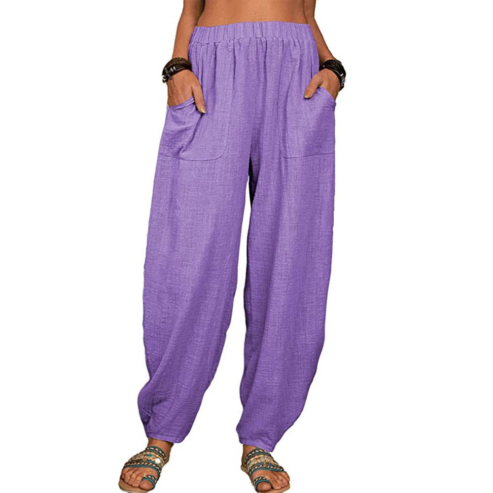 Relaxed Cotton-Linen Harem Pants — Wide-Leg Lounge & Summer Style - Undefyning Lynes