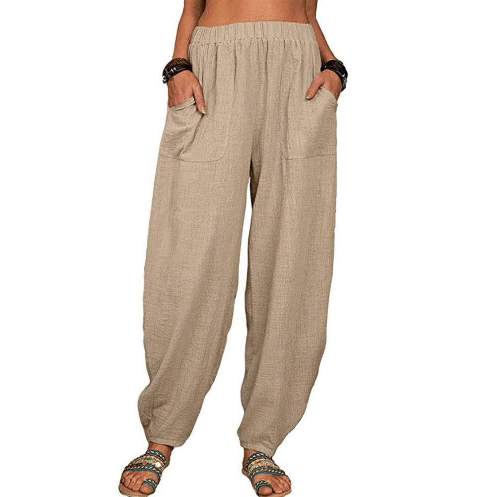 Relaxed Cotton-Linen Harem Pants — Wide-Leg Lounge & Summer Style - Undefyning Lynes