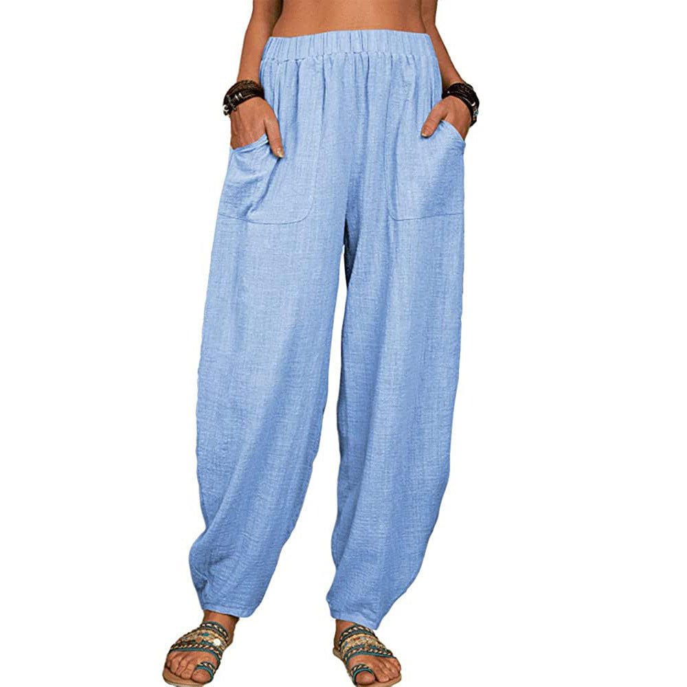 Relaxed Cotton-Linen Harem Pants — Wide-Leg Lounge & Summer Style - Undefyning Lynes