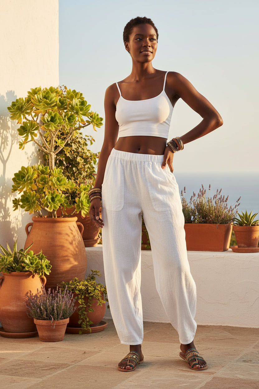 Relaxed Cotton-Linen Harem Pants — Wide-Leg Lounge & Summer Style - Undefyning Lynes