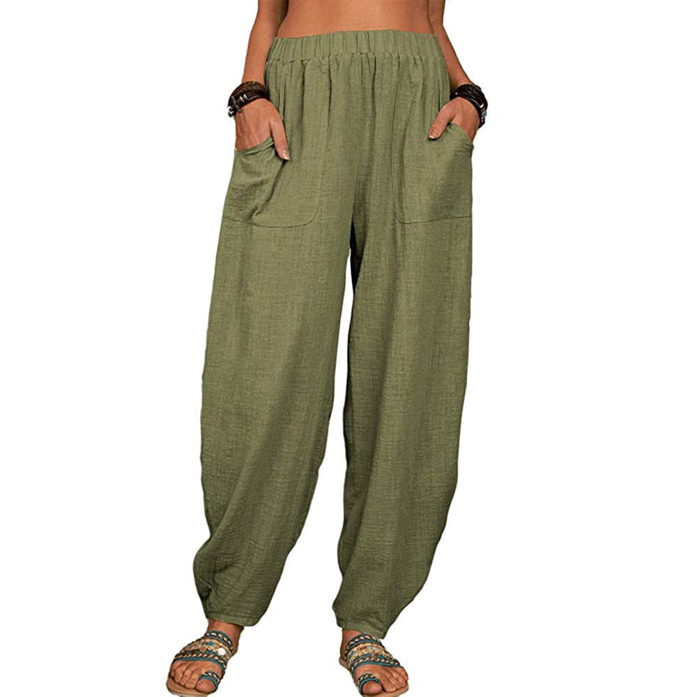 Relaxed Cotton-Linen Harem Pants — Wide-Leg Lounge & Summer Style - Undefyning Lynes