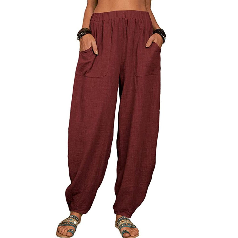 Relaxed Cotton-Linen Harem Pants — Wide-Leg Lounge & Summer Style - Undefyning Lynes