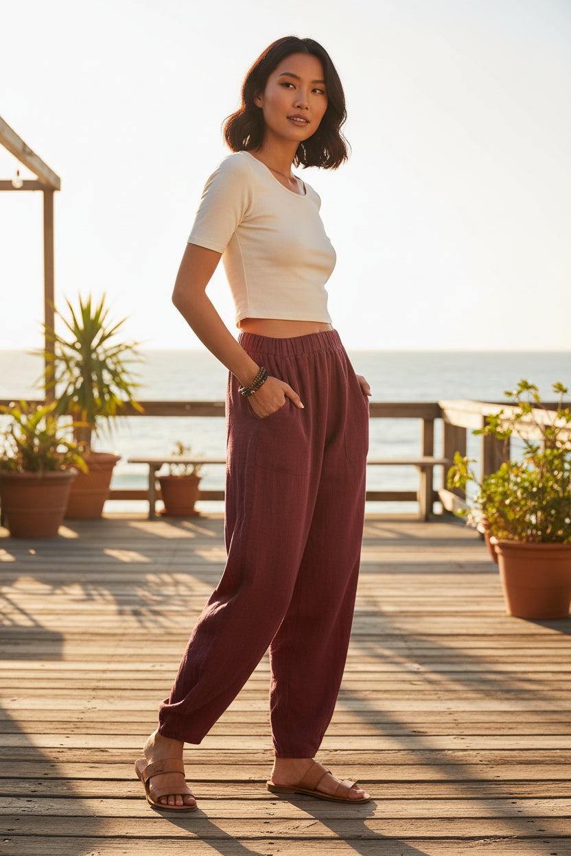 Relaxed Cotton-Linen Harem Pants — Wide-Leg Lounge & Summer Style - Undefyning Lynes