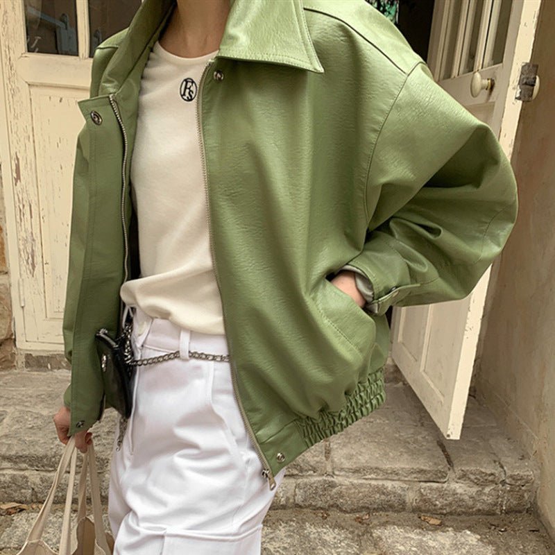 Retro Zip-Up Faux Leather Jacket - Effortless Edgy Chic - Undefyning Lynes