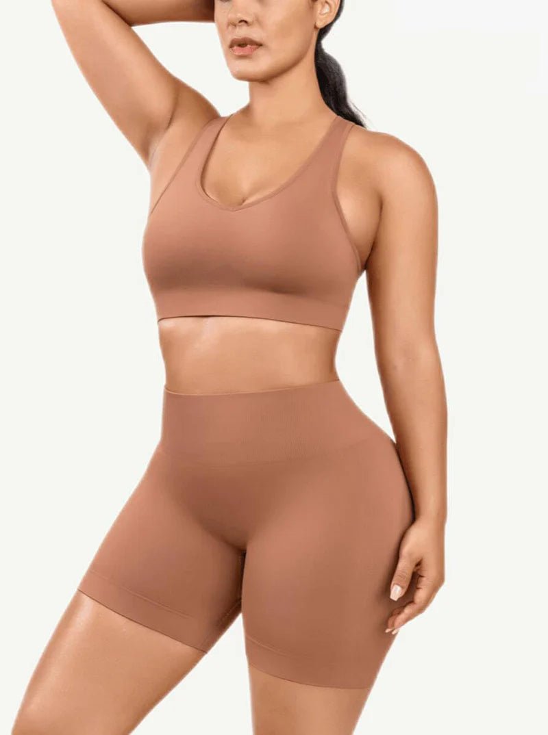 Sculpt & Support: Seamless Biker Shorts & Racerback Workout Set - Undefyning Lynes