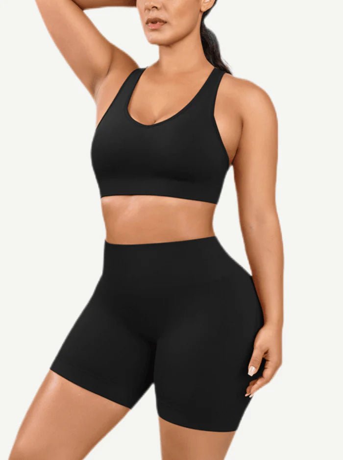 Sculpt & Support: Seamless Biker Shorts & Racerback Workout Set - Undefyning Lynes