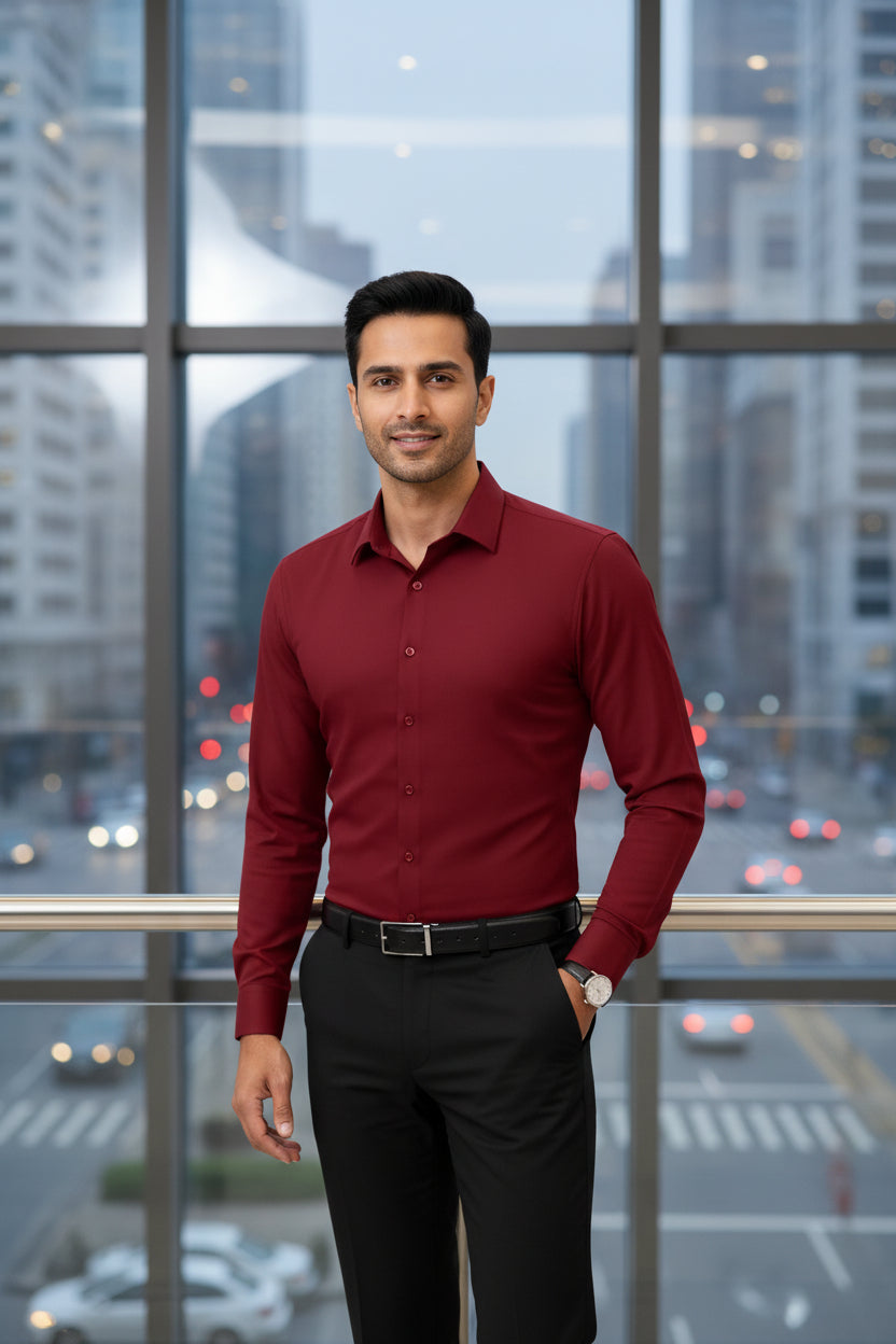 Slim Dress Shirt — Men's Tailored Slim-Fit Wrinkle-Resistant Button-Up - Undefyning Lynes