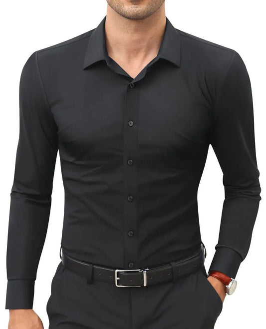 Slim Dress Shirt — Men's Tailored Slim-Fit Wrinkle-Resistant Button-Up - Undefyning Lynes