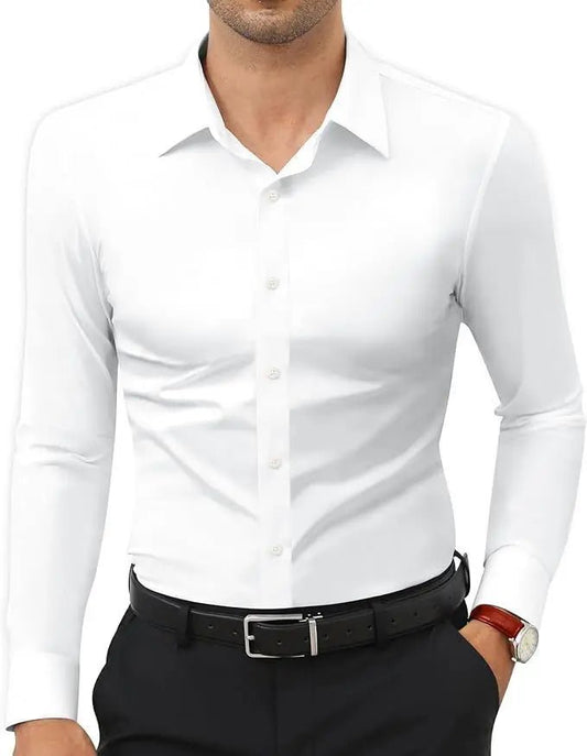 Slim Dress Shirt — Men's Tailored Slim-Fit Wrinkle-Resistant Button-Up - Undefyning Lynes