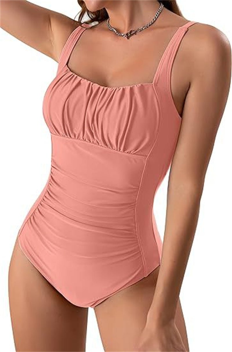 Square-Neck Pleated One-Piece Swimsuit - Undefyning Lynes