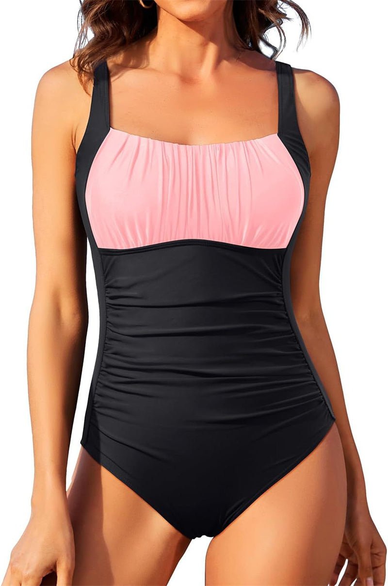 Square-Neck Pleated One-Piece Swimsuit - Undefyning Lynes
