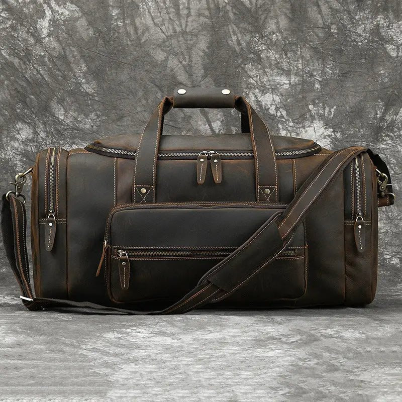 The Artisan Traveler: Men’s Full-Grain Leather Weekender Bag - Undefyning Lynes