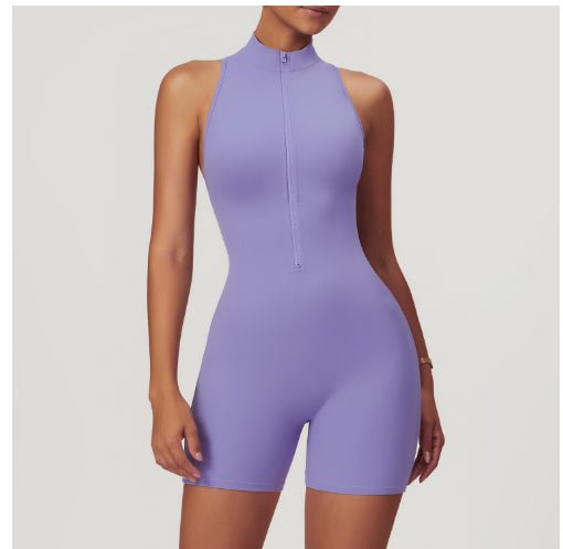 The BackFlow Jumpsuit – Women's Backless Zipper Yoga Shorts Bodysuit - Undefyning Lynes