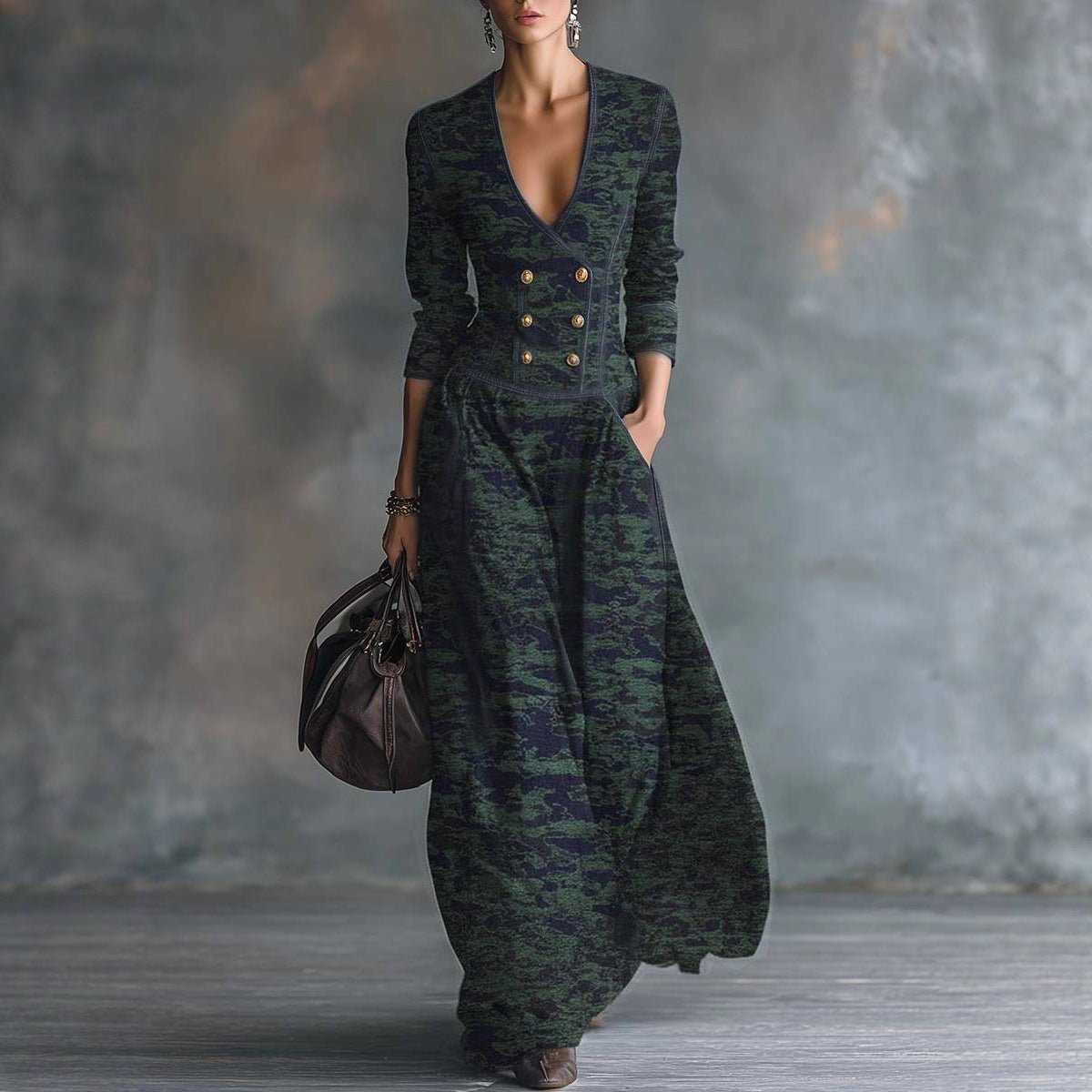 The CamoMidi Dress – Women's Long-Sleeve Camo Midi Dress - Undefyning Lynes