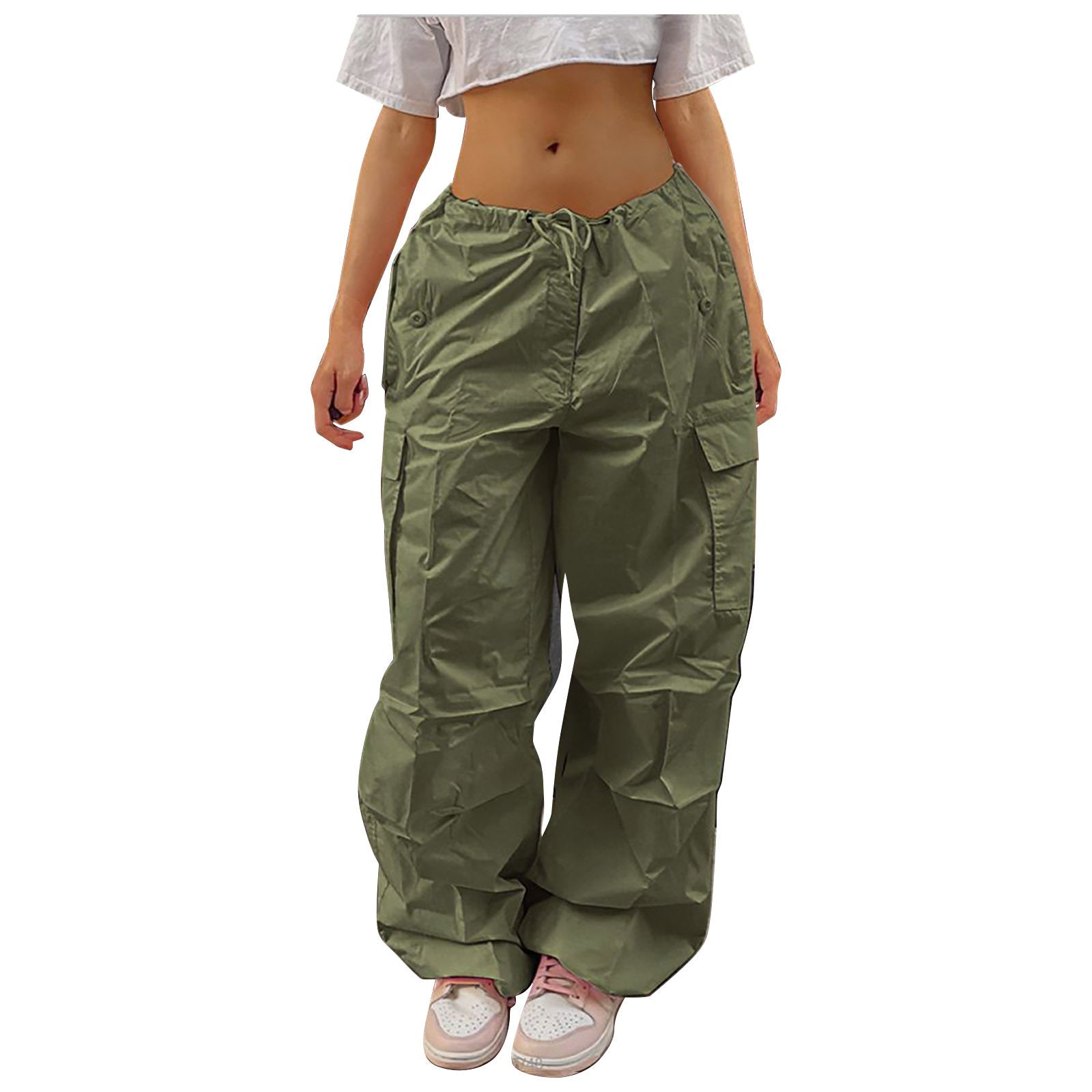 The CargoFlow Pant – Women's Solid Color Drawstring Cargo Trousers - Undefyning Lynes