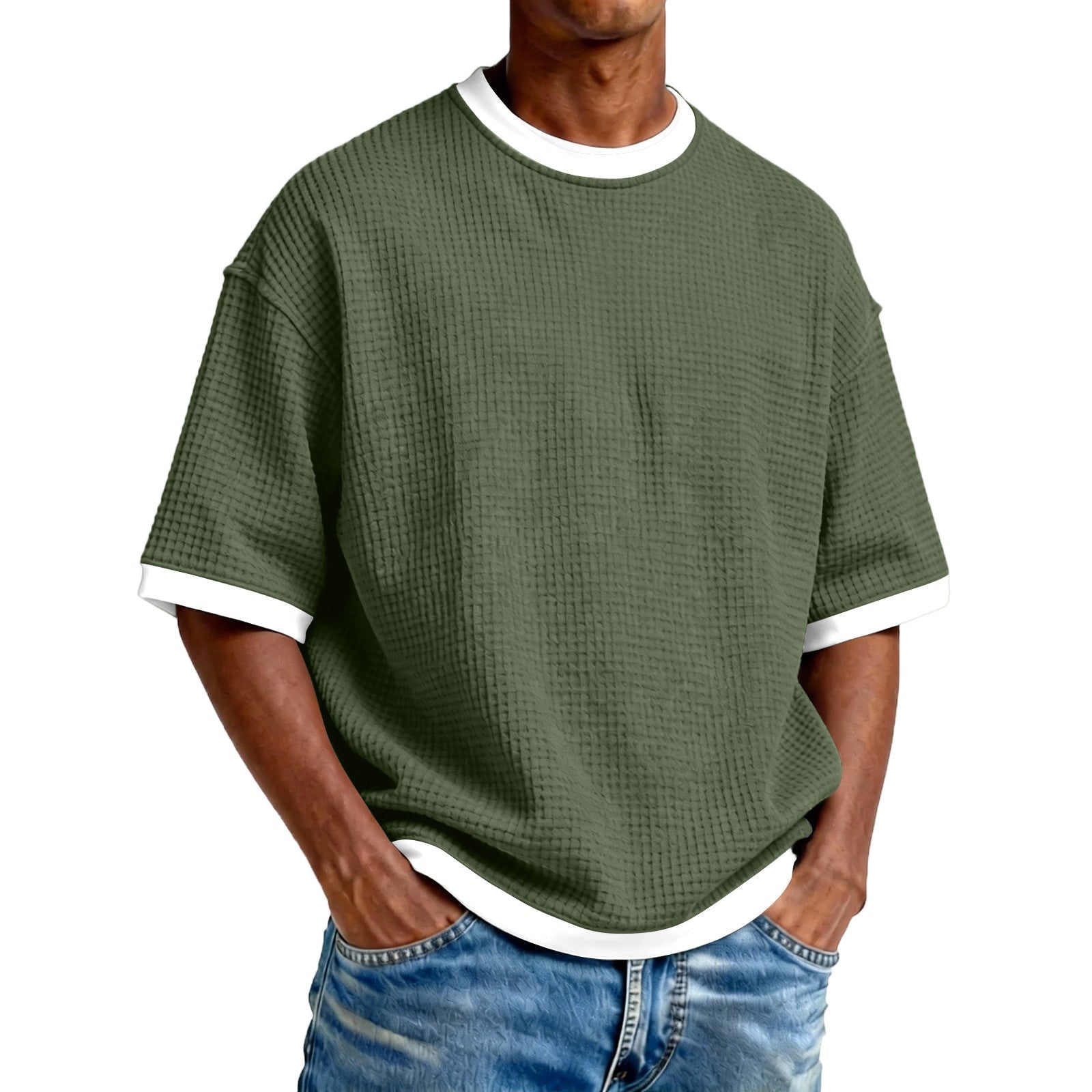 The Contrast Tee – Men's Crew-Neck Contrast-Color Short Sleeve T-Shirt - Undefyning Lynes