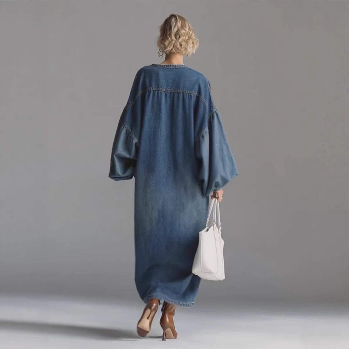 The Denim Shirt Dress – Women's Mid-Length Denim Shirt Dress - Undefyning Lynes