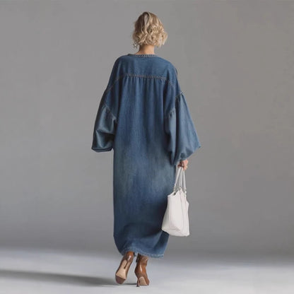 The Denim Shirt Dress – Women's Mid-Length Denim Shirt Dress - Undefyning Lynes