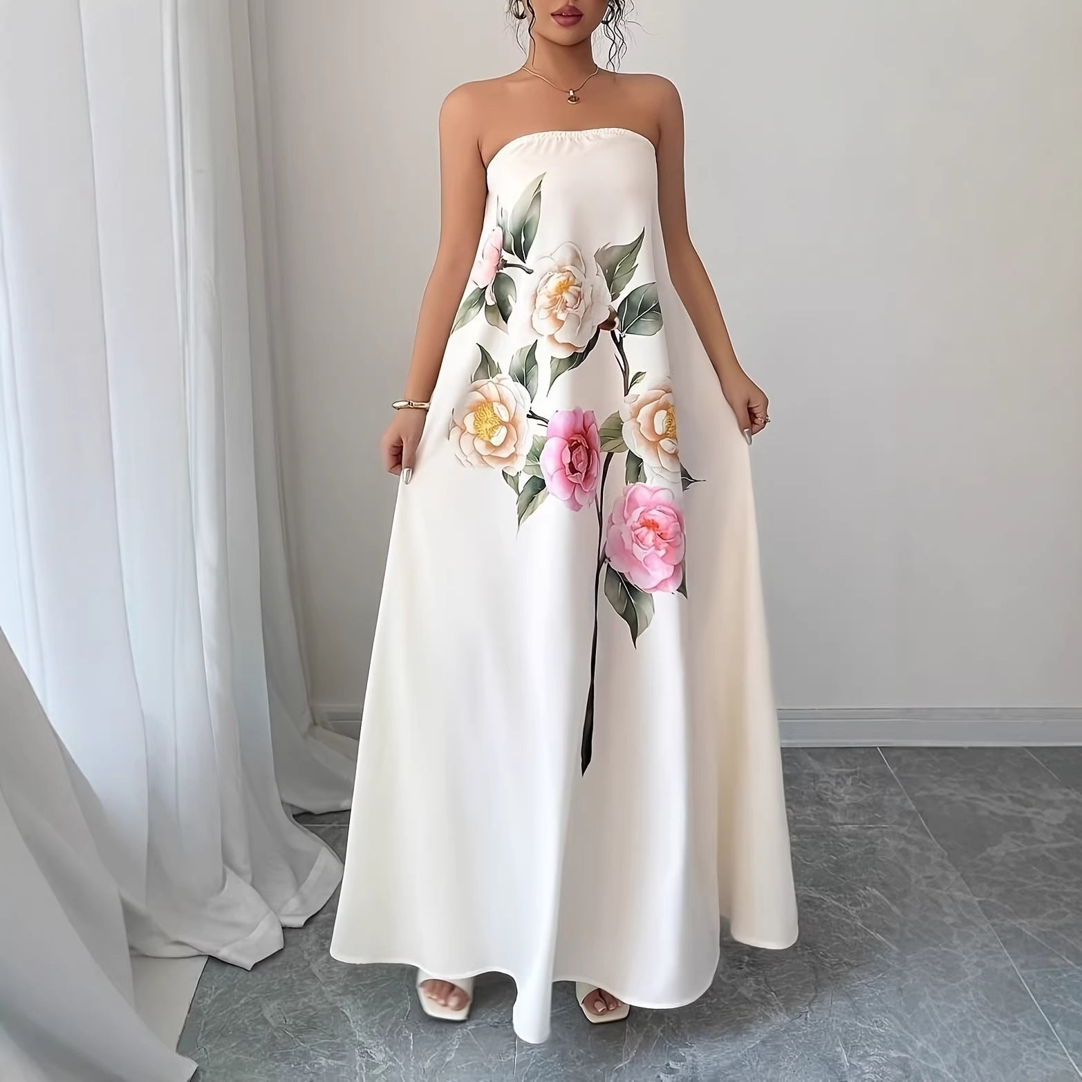 The Dreamy Floral Maxi – Women's Effortless Strapless Floral Maxi Dress - Undefyning Lynes