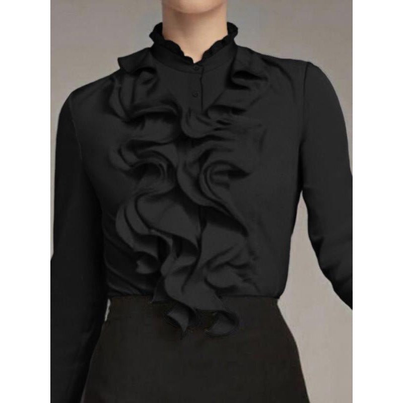 The Fleece Ruffle Shirt – Women's Ruffle-Trim Fleece-Lined Button-Down - Undefyning Lynes