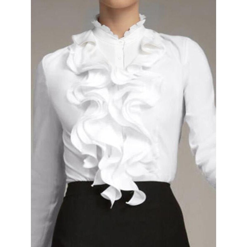 The Fleece Ruffle Shirt – Women's Ruffle-Trim Fleece-Lined Button-Down - Undefyning Lynes