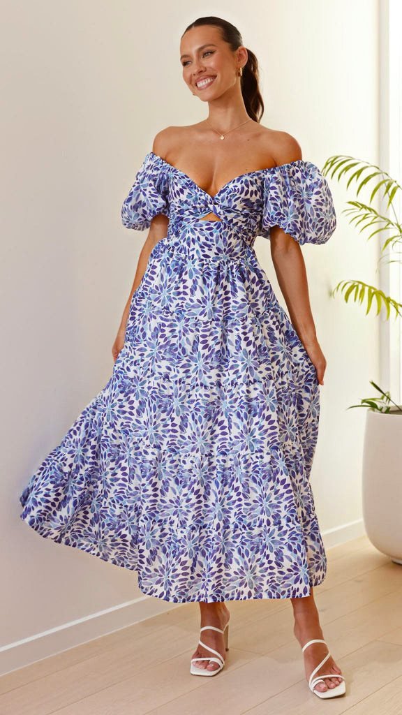 The Floral Puff Maxi – Women's Enchanting Floral Puff-Sleeve Maxi Dress - Undefyning Lynes