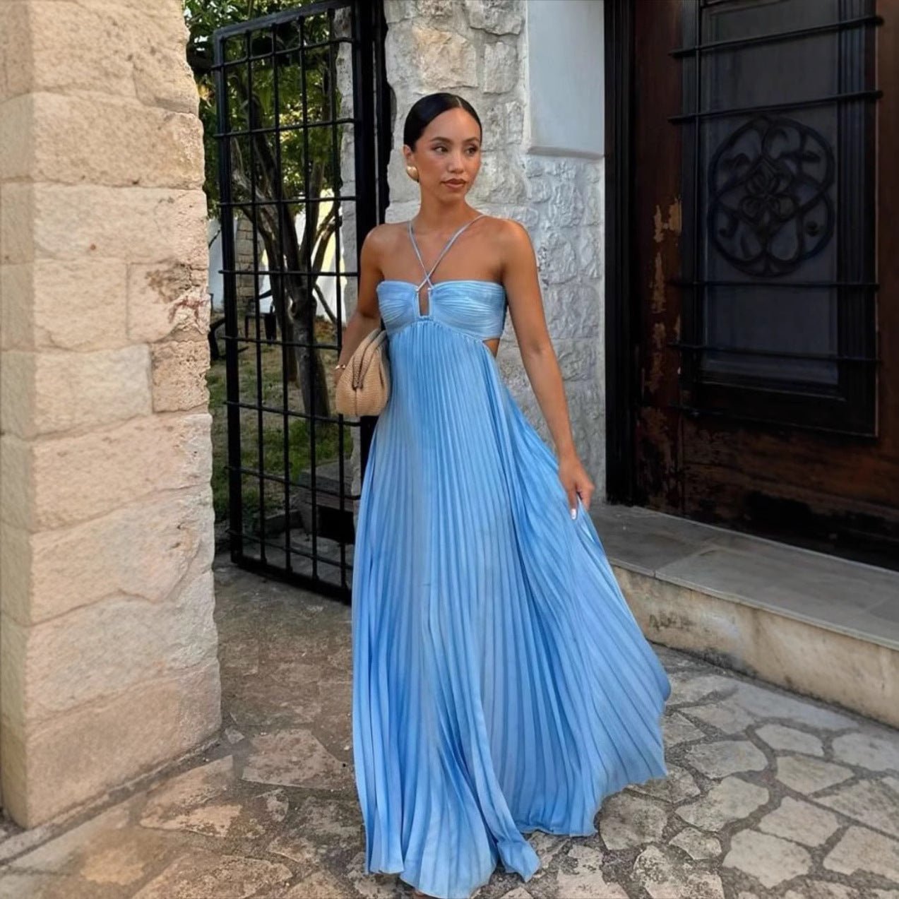 The HaltWrap Dress – Women's Pleated Halter Sling Dress - Undefyning Lynes