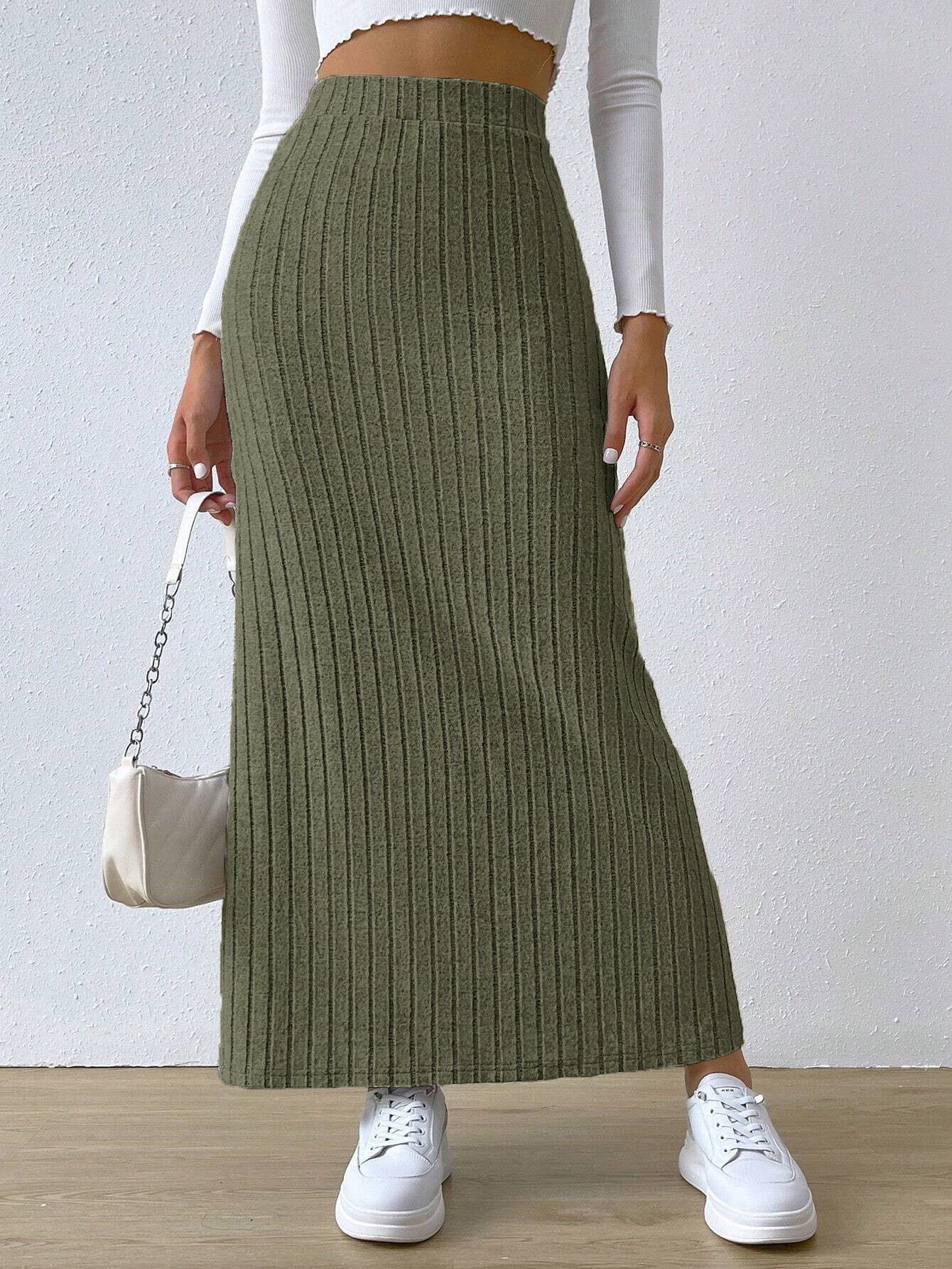 The KnitSlit Maxi Skirt – Women's High-Waist Side-Slit Knit Maxi Skirt - Undefyning Lynes