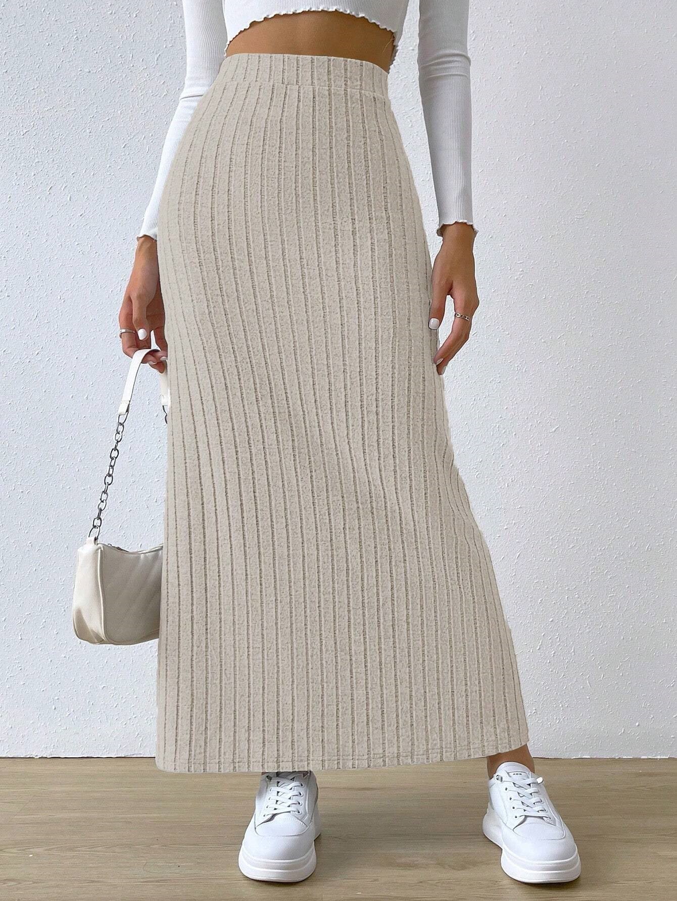 The KnitSlit Maxi Skirt – Women's High-Waist Side-Slit Knit Maxi Skirt - Undefyning Lynes