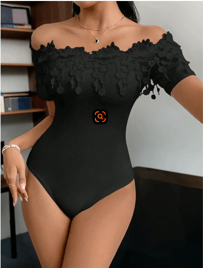 The Lace Off Shoulder Bodysuit – Women's Elegant Figure-Flattering Lace Bodysuit - Undefyning Lynes