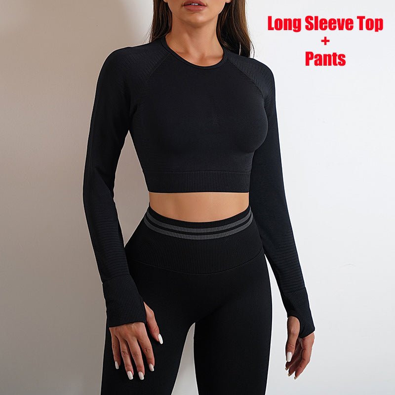 The LiftMatch Set – Women's Seamless Butt-Lift Gym Leggings & Long Sleeve Top - Undefyning Lynes
