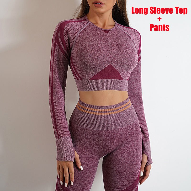 The LiftMatch Set – Women's Seamless Butt-Lift Gym Leggings & Long Sleeve Top - Undefyning Lynes