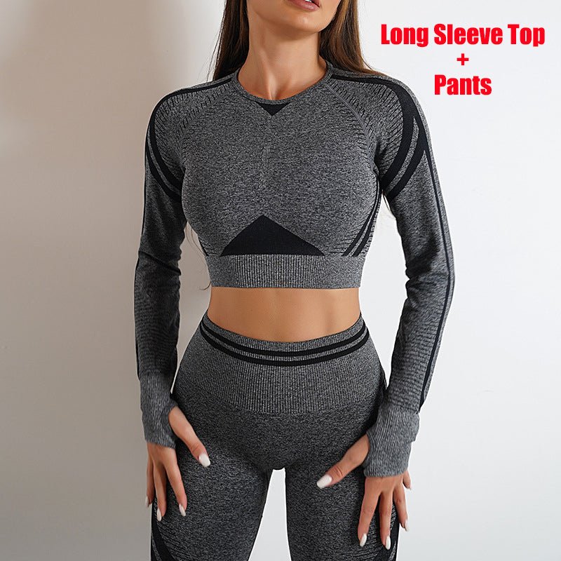 The LiftMatch Set – Women's Seamless Butt-Lift Gym Leggings & Long Sleeve Top - Undefyning Lynes